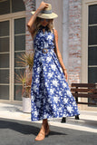 Bloemen Halter Donkerblauwe A Line Zomerjurk