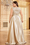 Blush Roze Plus Size Satijn Lange Moeder Van De Bruid Jurk