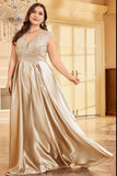 Blush Roze Plus Size Satijn Lange Moeder Van De Bruid Jurk