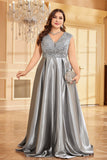 Blush Roze Plus Size Satijn Lange Moeder Van De Bruid Jurk