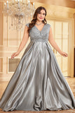 Blush Roze Plus Size Satijn Lange Moeder Van De Bruid Jurk