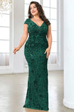 Sprankelende bordeauxrode plus size lange moeder van de bruid jurk