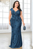 Sprankelende bordeauxrode plus size lange moeder van de bruid jurk
