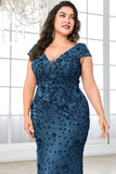 Sprankelende bordeauxrode plus size lange moeder van de bruid jurk