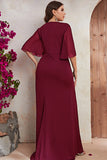 Plus Size zwarte chiffon lange moeder van de bruid jurk met ruches