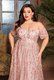 Blush Plus Size Lange Moeder van de Bruid Jurk met Appliques