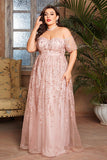Blush Plus Size Lange Moeder van de Bruid Jurk met Appliques