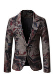 Heren Dark Coffee Inkeping Revers Blazer met Zakken