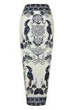 Zwart Wit Strandbadpak met One Shoulder Print en Cover Up