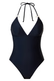 Halter Zwart Badpak uit één stuk met Cover Up