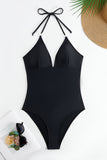 Halter Zwart Badpak uit één stuk met Cover Up
