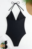 Halter Zwart Badpak uit één stuk met Cover Up