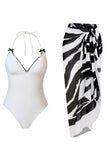 Halter Zwart Badpak uit één stuk met Cover Up