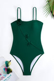 Groene One Piece Bedrukte 3D Bloem Badmode