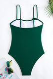 Groene One Piece Bedrukte 3D Bloem Badmode