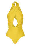 Halter One Piece Gele Bedrukte Badmode