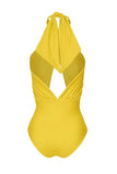 Halter One Piece Gele Bedrukte Badmode