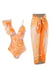 Halter One Piece Oranje Bedrukte Badmode