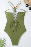 Stoffige groene uit één stuk uitgesneden strandbadmode