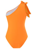 Eendelig oranje strandbadmode met ruches