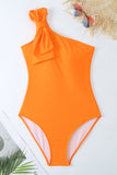 Eendelig oranje strandbadmode met ruches