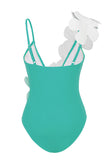 Zwart Wit Eendelig V-hals Strandbadmode met 3D-bloemen
