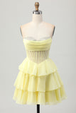 Groene A Line Sweetheart korset Homecoming jurk met kralen