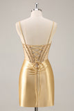 Gouden korset Bodycon strakke kralen korte Homecoming jurk