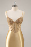 Gouden korset Bodycon strakke kralen korte Homecoming jurk