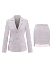 2-delige lichtroze tweed homecoming-outfits met franjes