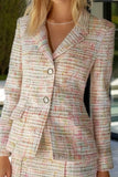 2-delige lichtroze tweed homecoming-outfits met franjes