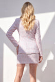 2-delige lichtroze tweed homecoming-outfits met franjes