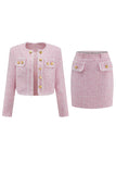 Roze 2-delige tweed korte homecoming-outfits