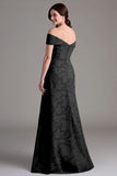 Off-the-shoulder saliegroene bloemen A-lijn lange koorjurk