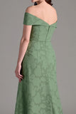 Eucalyptus A-lijn Off The Shoulder Lange Bruidsmeisjesjurk