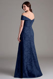 Off-the-shoulder saliegroene bloemen A-lijn lange koorjurk