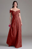 Eucalyptus A-lijn Off The Shoulder Lange Bruidsmeisjesjurk