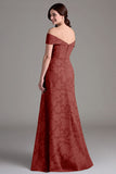 Eucalyptus A-lijn Off The Shoulder Lange Bruidsmeisjesjurk