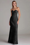 Strapless schede stoffige blauwe lange bruidsmeisjesjurk