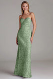 Strapless schede stoffige blauwe lange bruidsmeisjesjurk