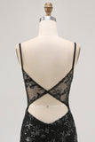 Donkergroene Bodycon Backless Sheer Korset Homecoming Jurk met Pailletten