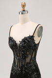 Donkergroene Bodycon Backless Sheer Korset Homecoming Jurk met Pailletten