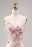 Roze satijnen korset Bodycon Homecoming jurk met applicaties
