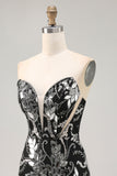 Sprankelende zwarte bodycon pailletten korte homecoming jurk met kralen