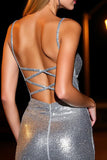 Zilveren Bodycon Korte Cocktailjurk