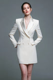 Ivoor piek revers bodycon korte werkjurk