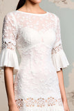 Ivoor Lace A Line Lange Bruiloft Gast Jurk met Mouwen