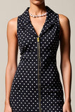 Zwarte Polka Dot Lange Chiffon Bruiloft Gast Jurk