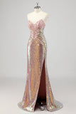 Strapless zeemeermin blush korset pailletten galajurk