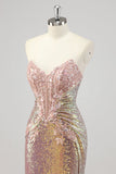 Strapless zeemeermin blush korset pailletten galajurk